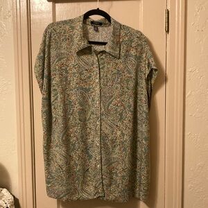 Chaps Denim Women’s 2X Green Paisley Shirt